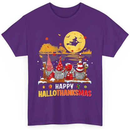 Merry Christmas Gnomes Happy Halloween Witch Xmas Lights Classic Unisex T-Shirt