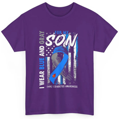 T1D Son Blue Gray Flag Diabetes Type One Awareness Warrior Classic Unisex T-Shirt