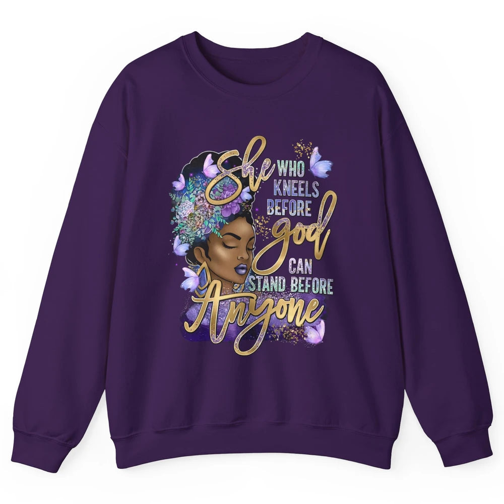 Black Girl She Who Kneels Before God Christian Afro Women Unisex Crewneck Sweatshirt