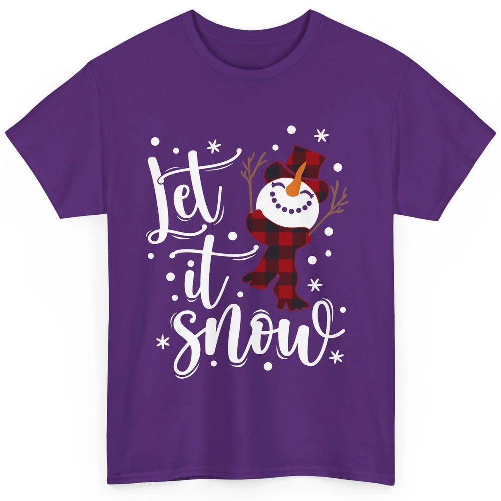 Funny Snowman Let It Snow Snowflakes Merry Christmas Classic Unisex T-Shirt