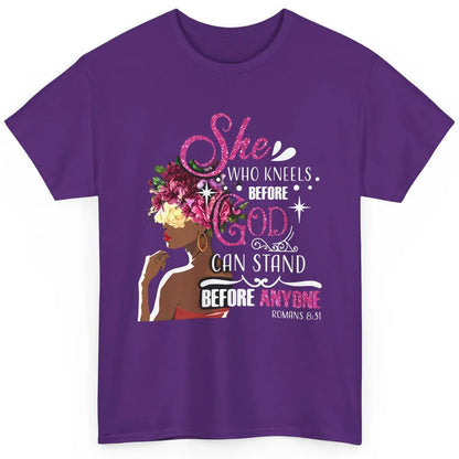 Black Girl She Who Kneels Before God Christian Afro Women Classic Unisex T-Shirt