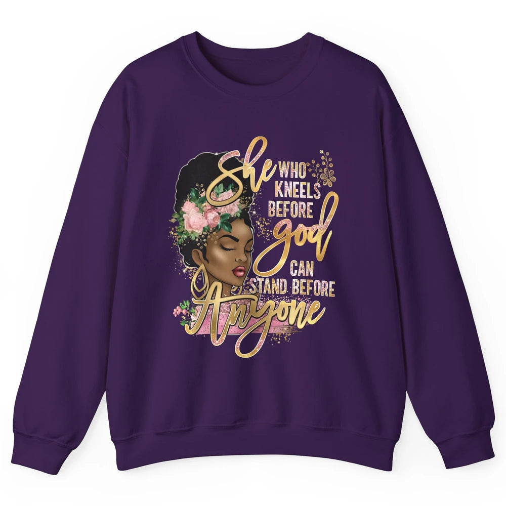 Black Girl She Who Kneels Before God Christian Afro Women Unisex Crewneck Sweatshirt