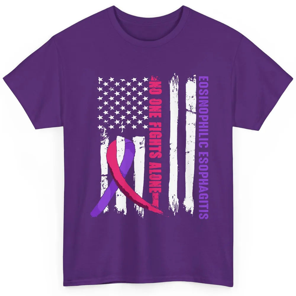 Eosinophilic Esophagitis Ribbon US Flag No One Fight Alone Classic Unisex T-Shirt