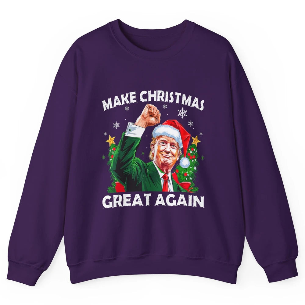 Make Christmas Great Again Funny Santa Trump Political Donald Trump Republican President Xmas Unisex Crewneck Sweatshirt