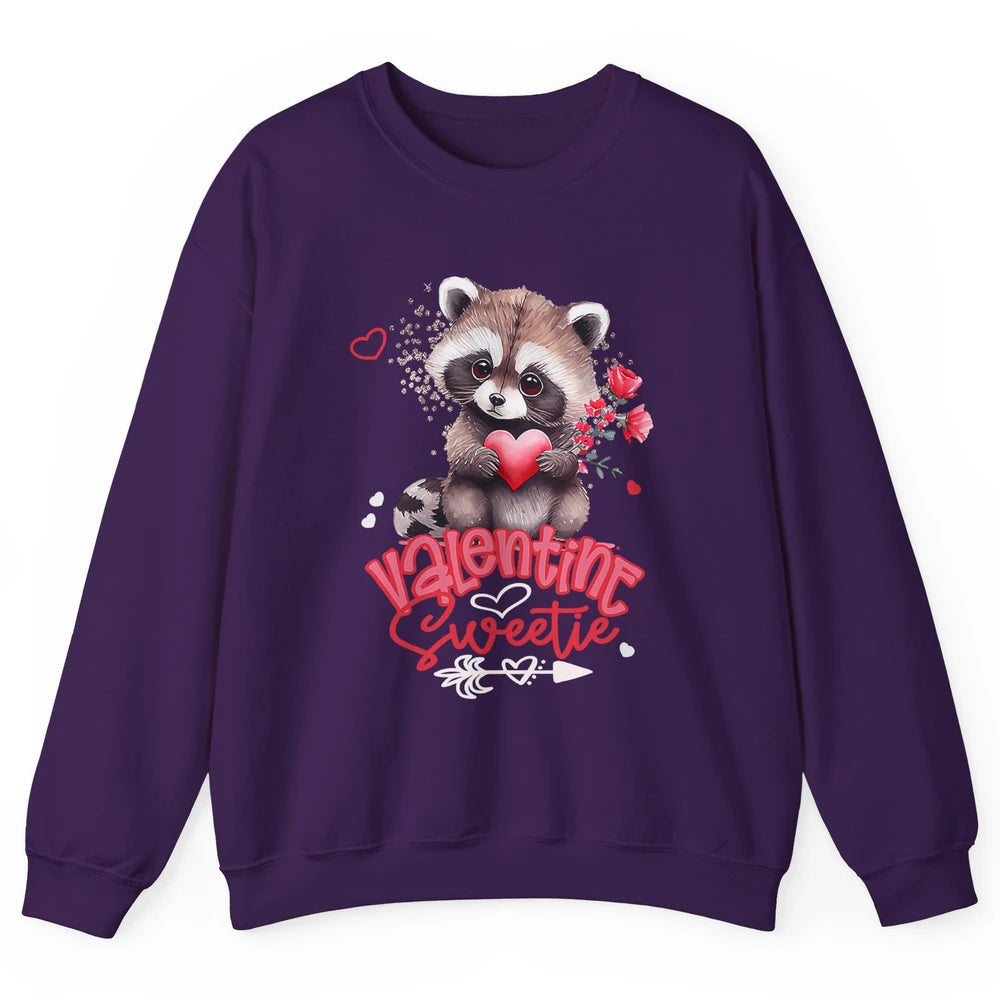 Adorable Baby Raccoon Cute Happy Valentine Sweetie Opossum Unisex Crewneck Sweatshirt