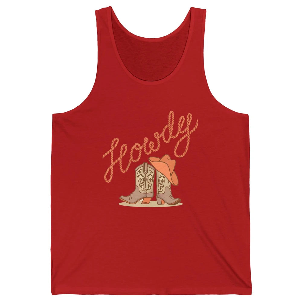 Vintage Cowboy Boots Howdy Rodeo Cowgirl Western Country Unisex Jersey Tank