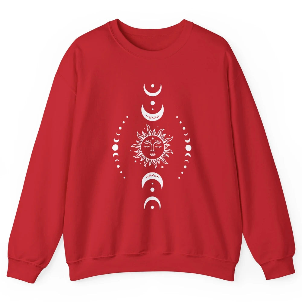 Sun Moon Mystical Celestial Gothic Boho Vintage Bohemian Unisex Crewneck Sweatshirt