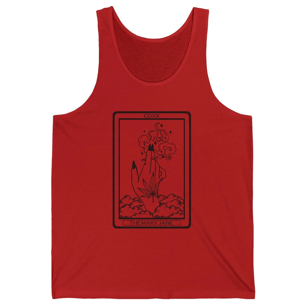 Vintage Weed Mary Jane Tarot Card Weed Smoker Smoking Lady Unisex Jersey Tank