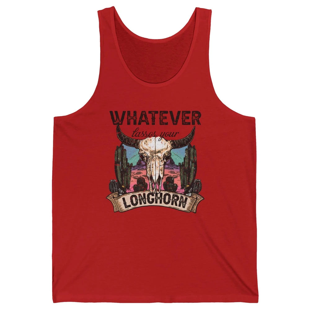 Boho Bull Skull Desert Whatever Lassos Your Longhorn Western Unisex Jersey Tank