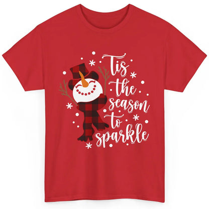 Funny Snowman Tis The Season To Sparkle Merry Christmas Classic Unisex T-Shirt