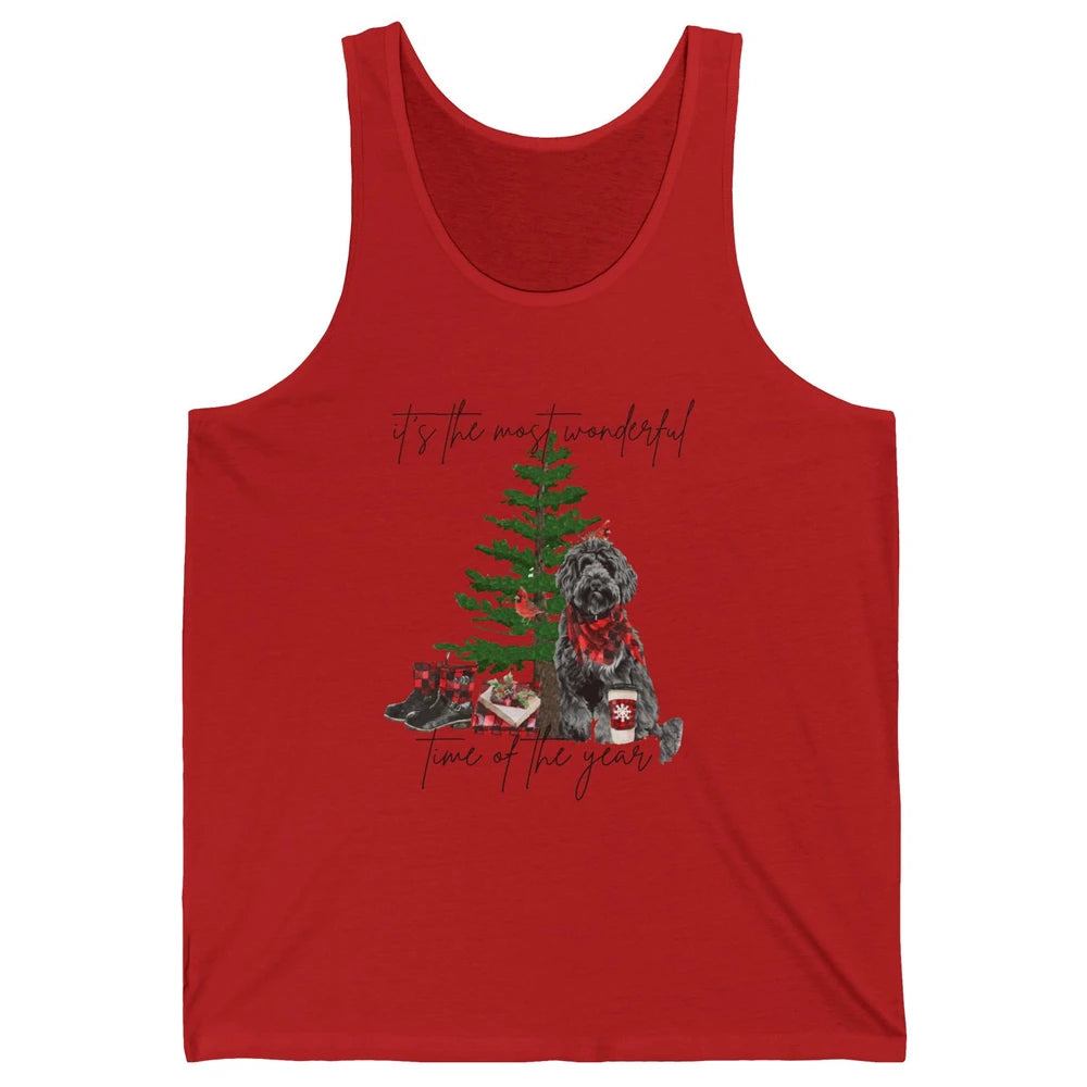 Black Golden Labradoodle Christmas Tree Most Wonderful Time Unisex Jersey Tank