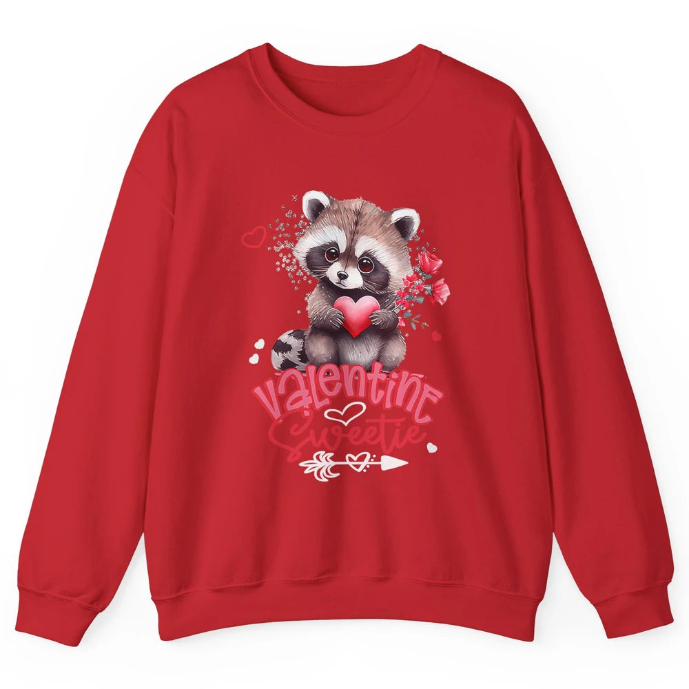 Adorable Baby Raccoon Cute Happy Valentine Sweetie Opossum Unisex Crewneck Sweatshirt