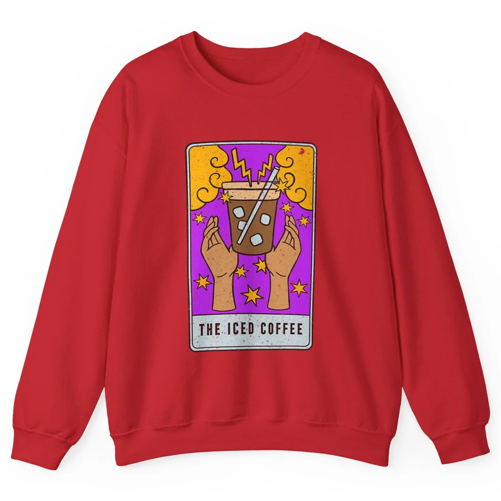 The Iced Coffee Witch Latte Tarot Card Mystical Halloween Unisex Crewneck Sweatshirt