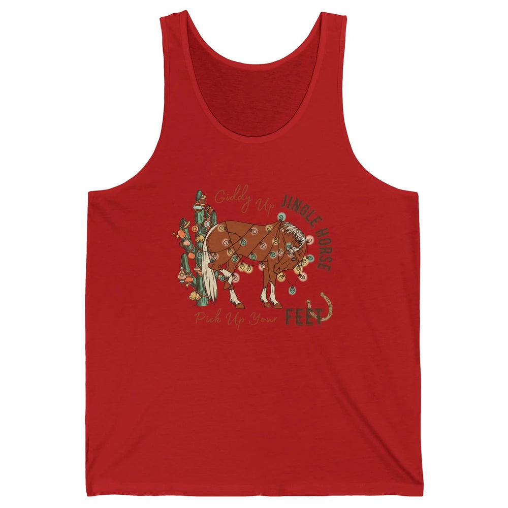 Giddy Up Jingle Horse Pick Up Your Feet Christmas Lights Unisex Jersey Tank