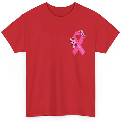 Breast Cancer Awareness Floral Pink Ribbon Pocket Size Gift Classic Unisex T-Shirt