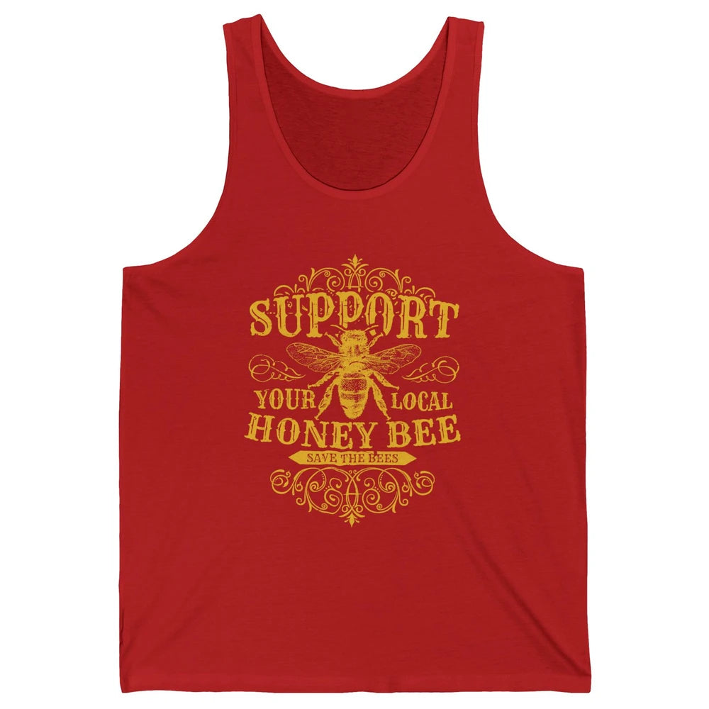 Vintage Beekeeper Support Your Local Honeybee Save The Bees Unisex Jersey Tank