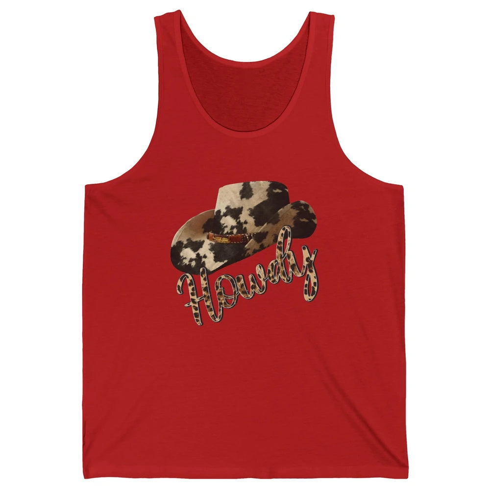 Vintage Leopard Cowboy Hat Howdy Western Country Cowgirls Unisex Jersey Tank