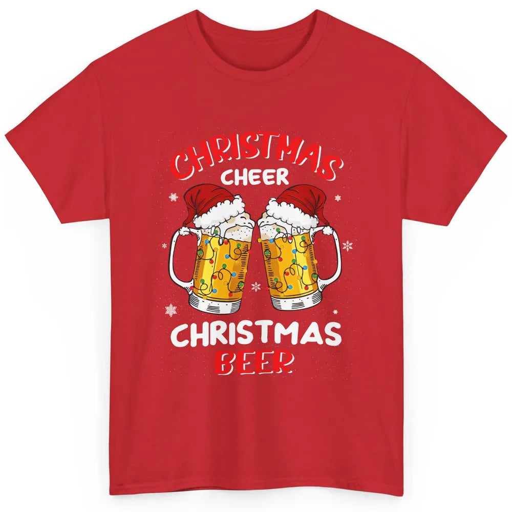 Christmas Cheer With Santa Hat Xmas Party Drinking Beer Classic Unisex T-Shirt