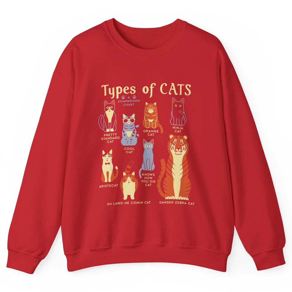 Types Of Cat Funny Comparison Cat Orange Cat Blue Cat Lovers Unisex Crewneck Sweatshirt