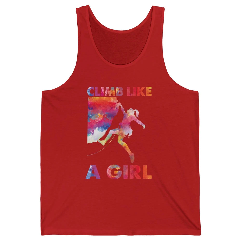 Rock Climbing Climb Like A Girl Watercolor Rock Climbers Unisex Jersey Tank