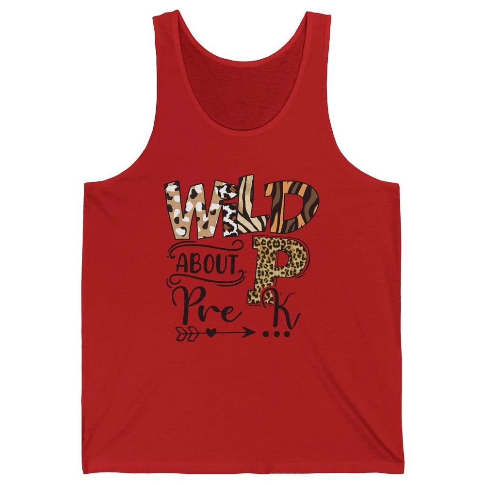 Wild About Pre-K Leopard Preschool Teacher Back To School Unisex Jersey Tank