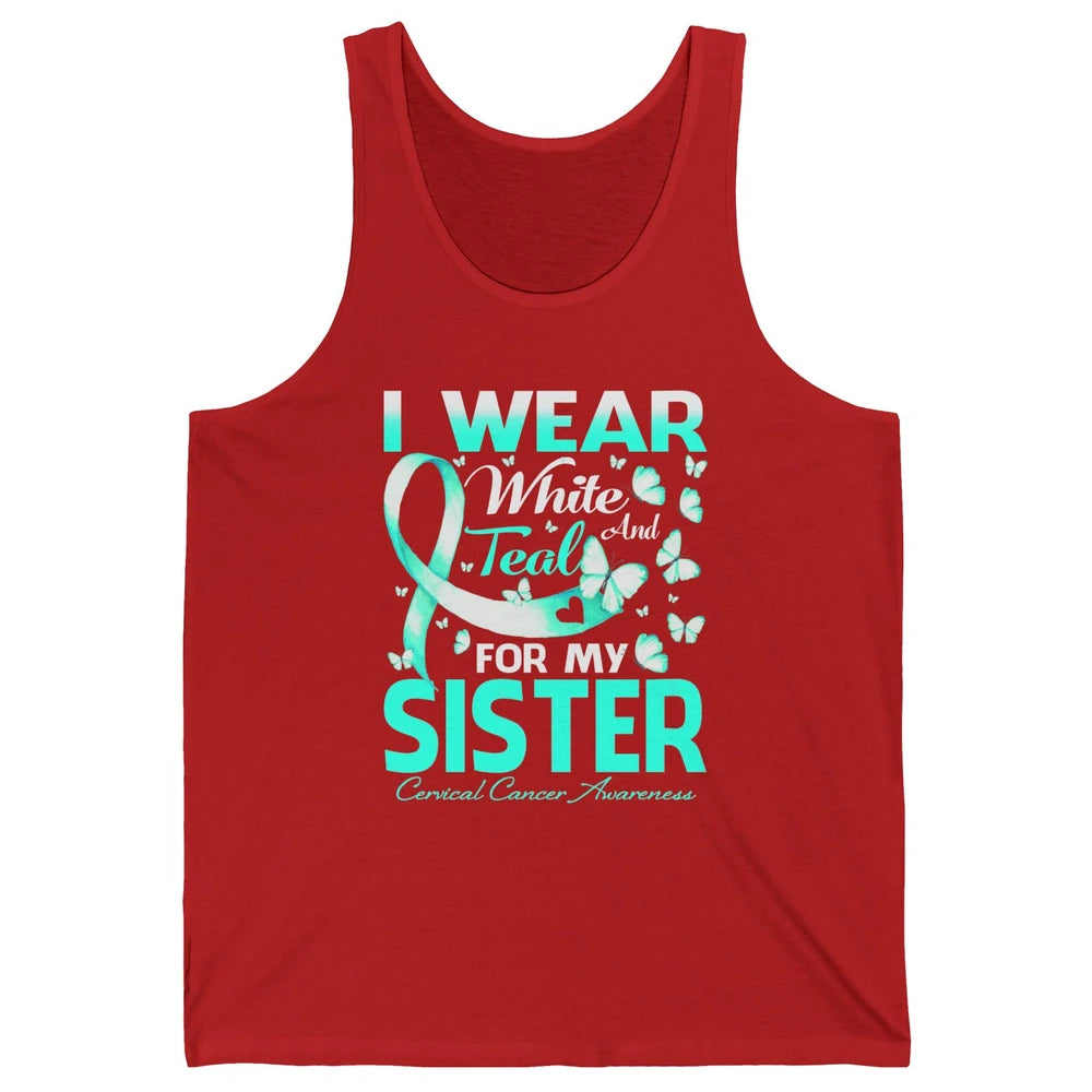 Wear White And Teal For Sister Warrior Cervical Cancer Month Unisex Jersey Tank