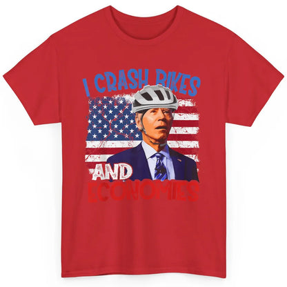 Anti Biden Falling Off Bike Crash Economies US Flag Democrat Classic Unisex T-Shirt