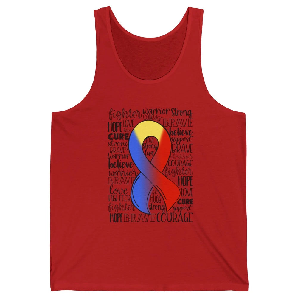 Thoracic Outlet Syndrome Awareness Blue Red Ribbon Hope Love Unisex Jersey Tank