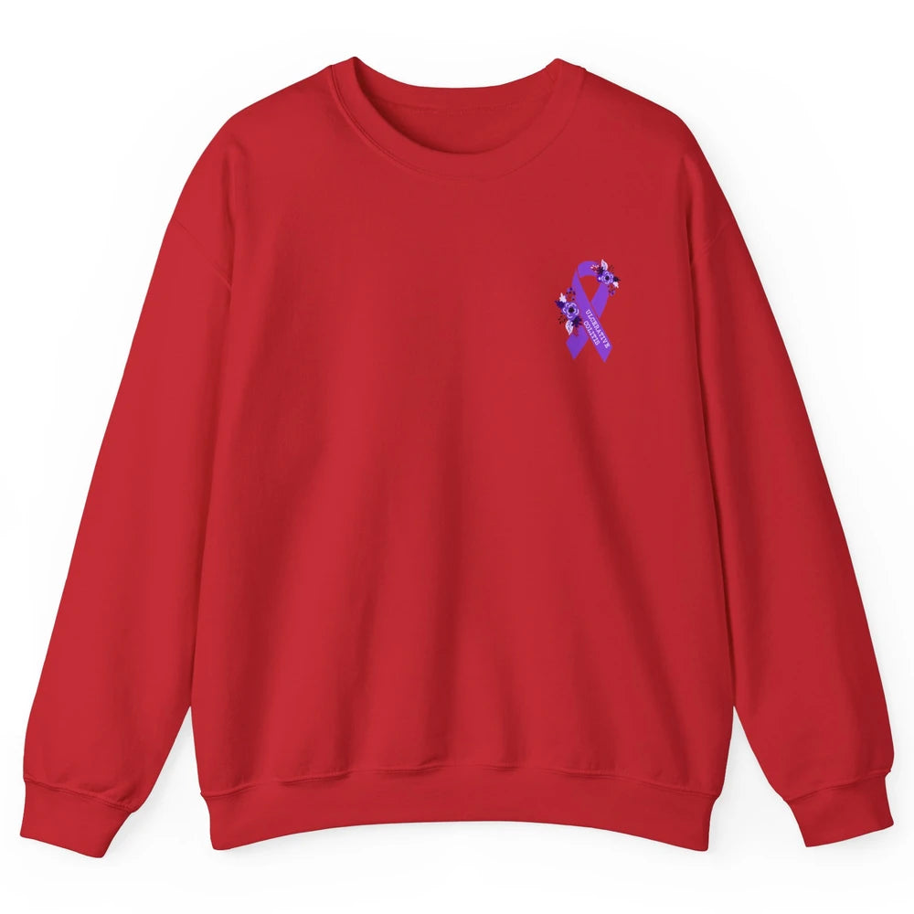 Ulcerative Colitis Awareness Floral Purple Ribbon Colitis Unisex Crewneck Sweatshirt