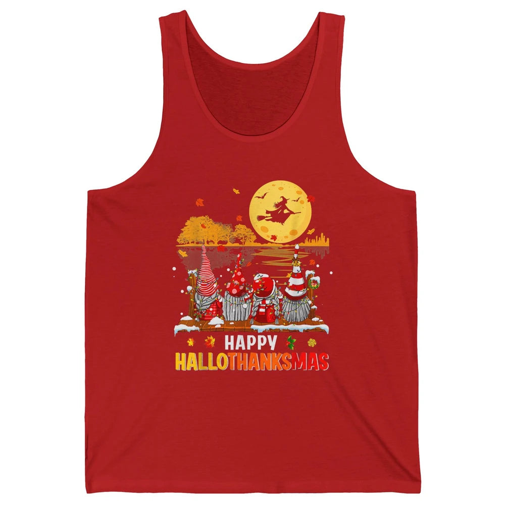 Merry Christmas Gnomes Happy Halloween Witch Xmas Lights Unisex Jersey Tank