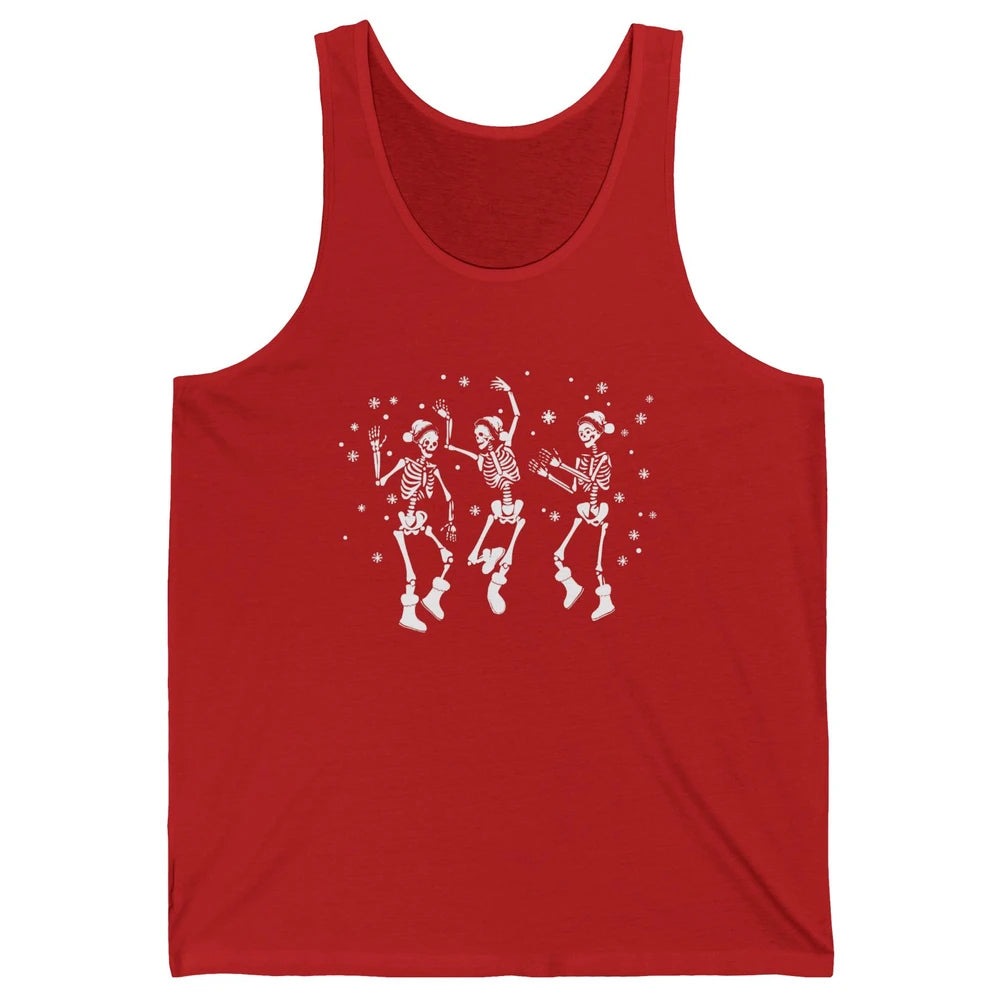 Funny Skeleton Christmas Dancing Snowflakes Santa Skeleton Unisex Jersey Tank