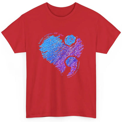 Semicolon Turquoise Blue Ribbon Heart Suicide Prevention Classic Unisex T-Shirt