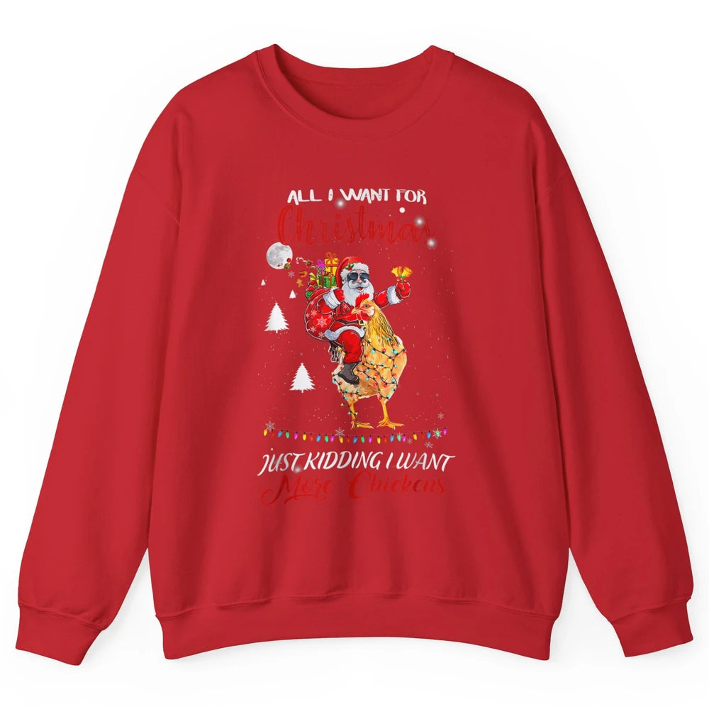 Merry Christmas Funny Santa Claus Riding Chicken Xmas Vibes Unisex Crewneck Sweatshirt