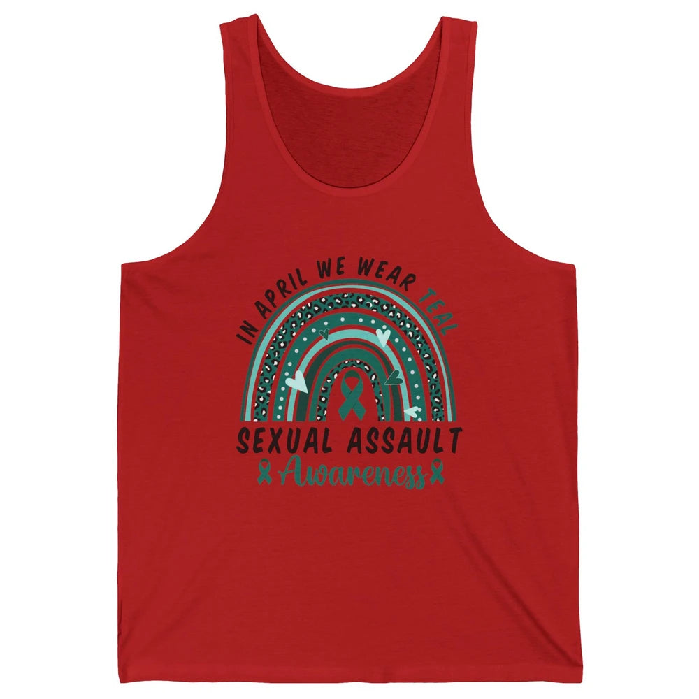 Sexual Assault Awareness Teal Ribbon Rainbow Awareness Gift Unisex Jersey Tank