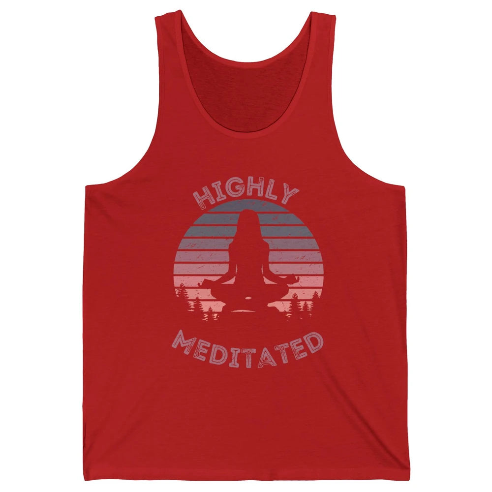 Vintage Woman Doing Yoga Highly Meditated Meditation Lovers Unisex Jersey Tank