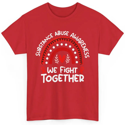 Fight Together Red Rainbow Leopard Substance Abuse Awareness Classic Unisex T-Shirt