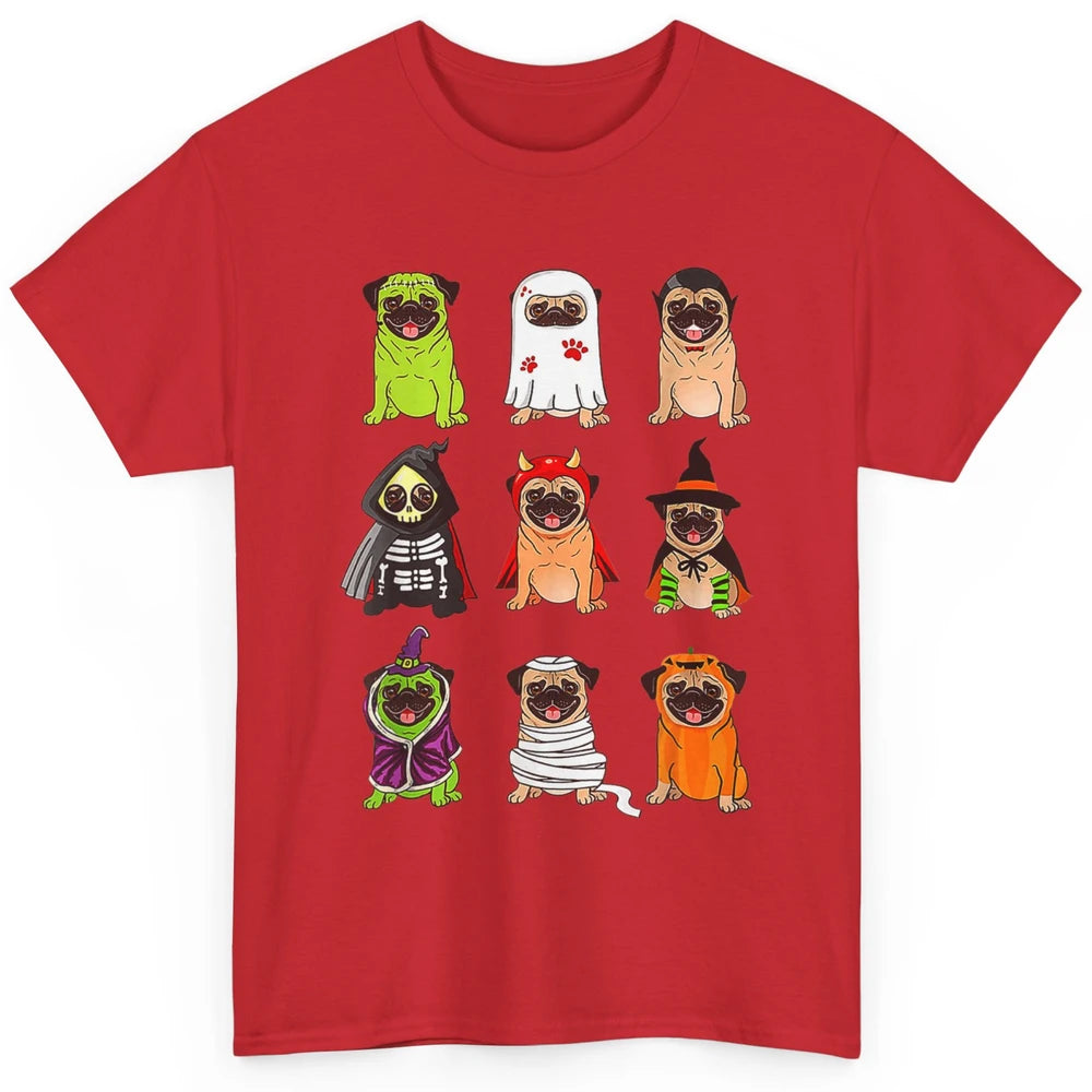 Cute Pug Dog Witch Ghost Boo Pumpkin Halloween Spooky Season Classic Unisex T-Shirt