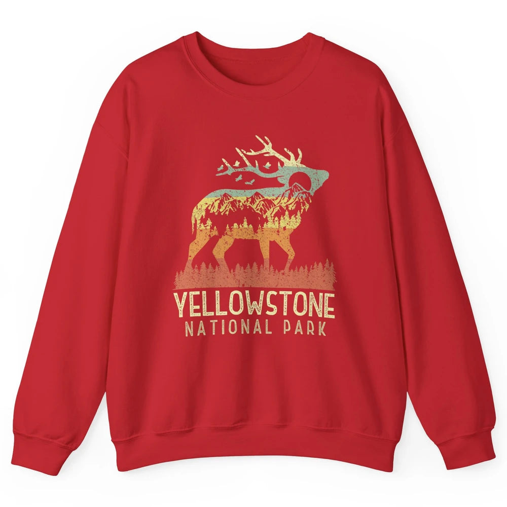 Yellowstone National Park Reindeer Mountains Vintage Outdoor Unisex Crewneck Sweatshirt