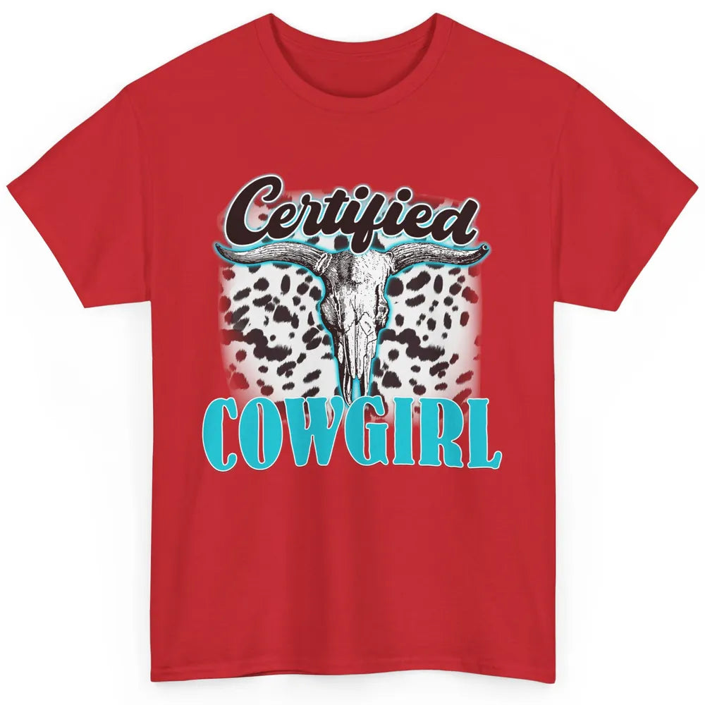 Bull Skull Turquoise Leopard Certified Cowgirl Western Girls Classic Unisex T-Shirt