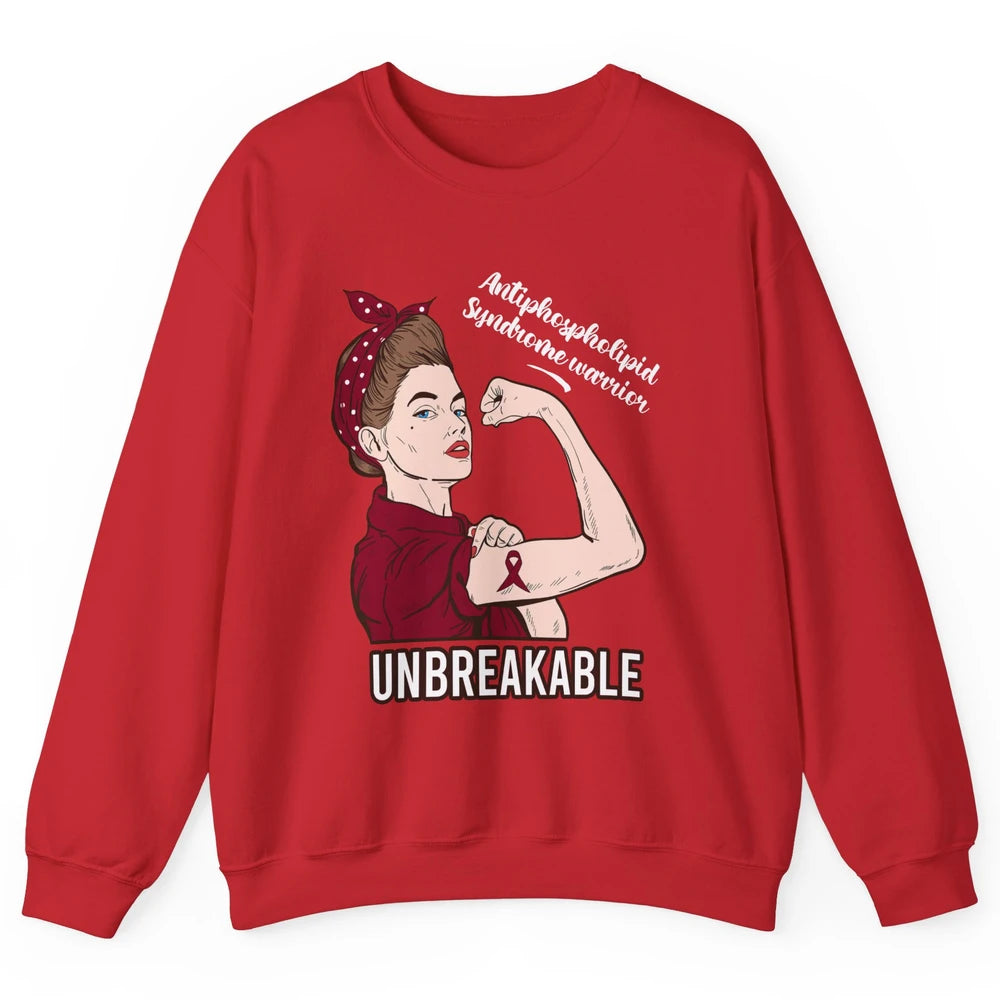 Antiphospholipid Syndrome Ribbon Strong Woman Unbreakable Unisex Crewneck Sweatshirt