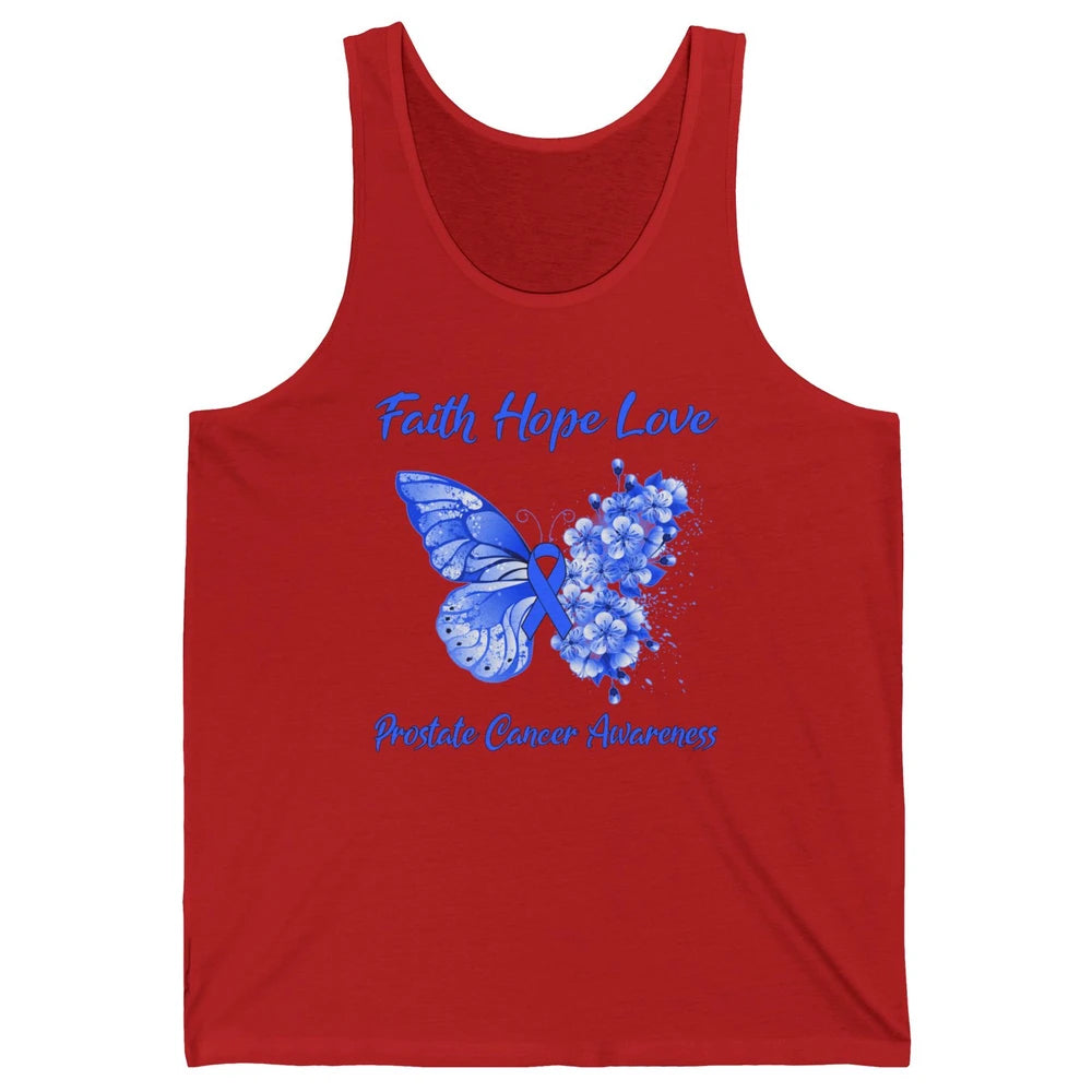 Butterfly Faith Hope Warrior Prostate Cancer Blue Ribbon Unisex Jersey Tank