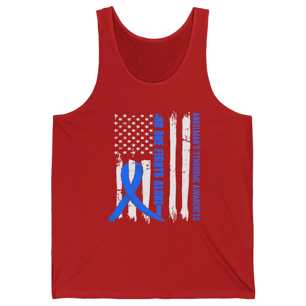 US Flag Angelman's Syndrome Blue Ribbon No One Fight Alone Unisex Jersey Tank