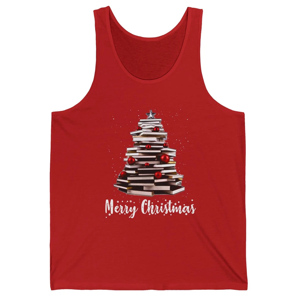 Funny Book Christmas Tree Book Reading Lovers Chritmas Gift Unisex Jersey Tank