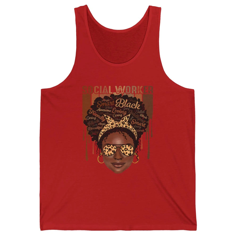 Social Worker Afro Messy Bun African American Social Work Unisex Jersey Tank