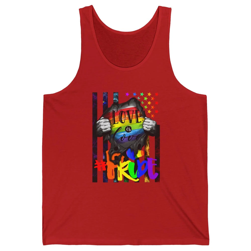 American Flag Love Is Love LGBT Gay Pride Month Equality Unisex Jersey Tank