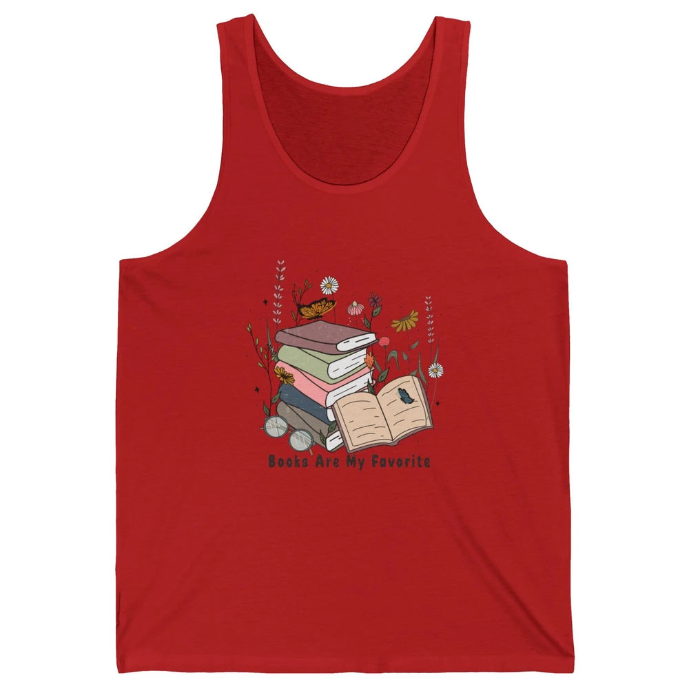 Vintage Books Are My Favorite Floral Bookish Reading Retro Unisex Jersey Tank