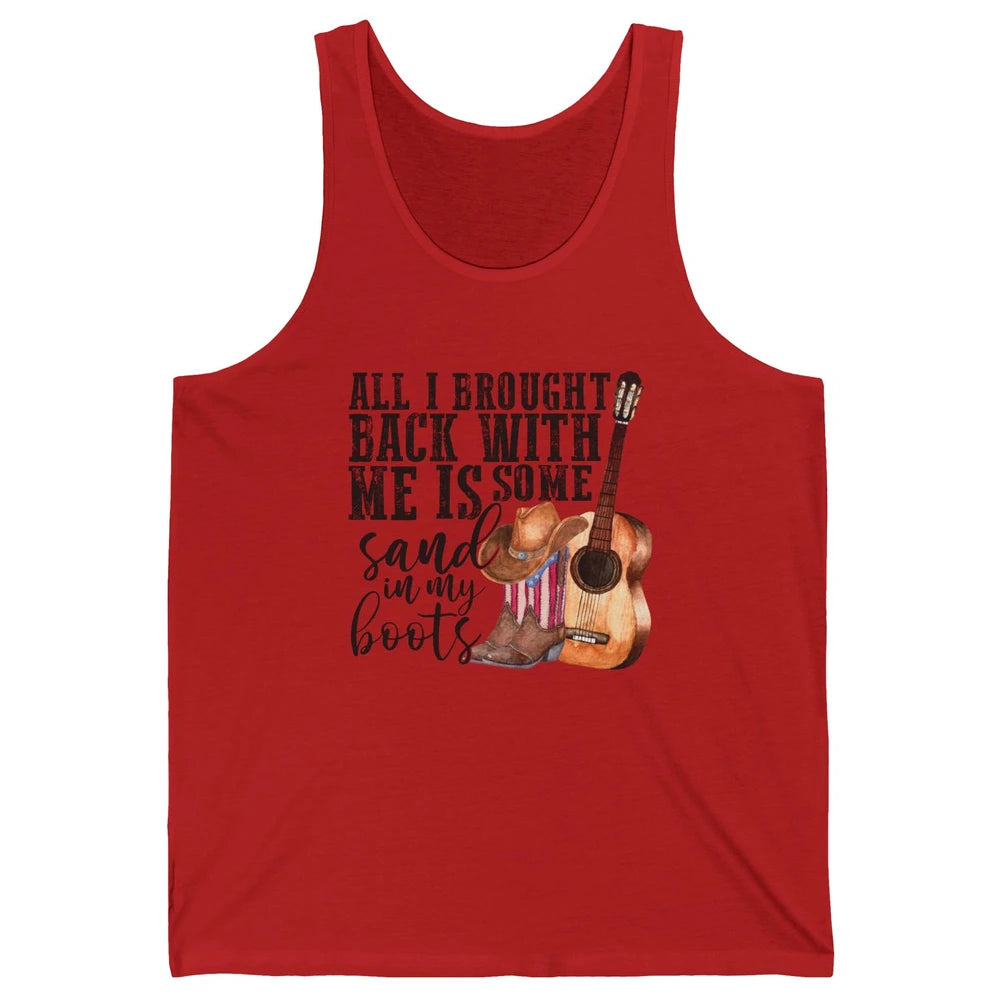 Retro Sand In My Boots Western Cowgirl Cowboy Boots Guitar Unisex Jersey Tank