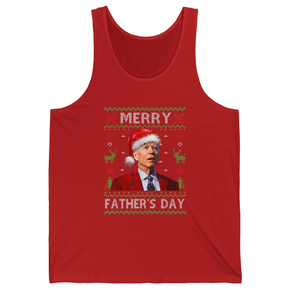 Funny Santa Hat Joe Biden Confused Ugly Christmas President Unisex Jersey Tank