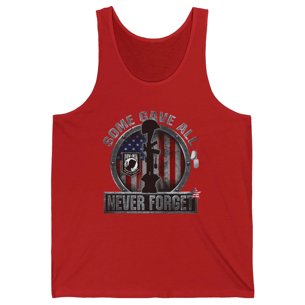 Retro US Veteran Some Gave All Never Forget Memorial Day Unisex Jersey Tank