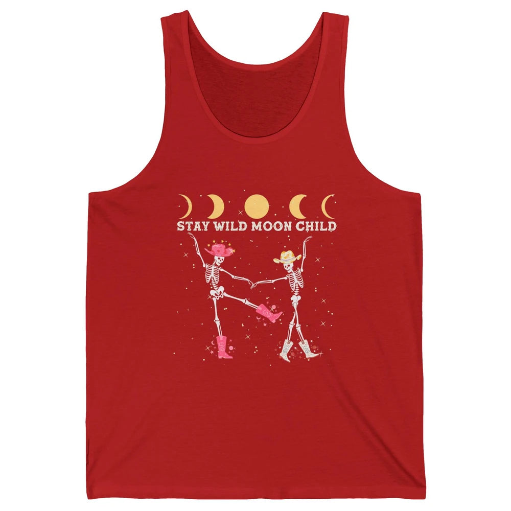 Skeleton Dancing Cowboy Stay Wild Moon Child Western Country Unisex Jersey Tank